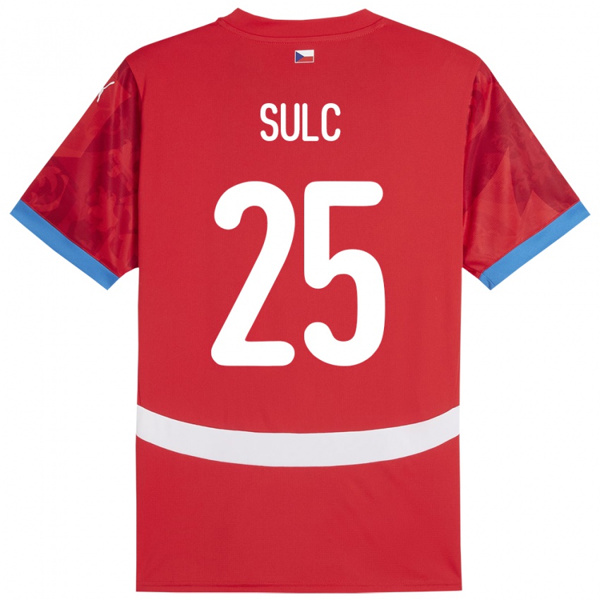 Férfi Csehország Pavel Sulc #25 Piros Hazai Jersey 24-26 Mez Póló Ing
