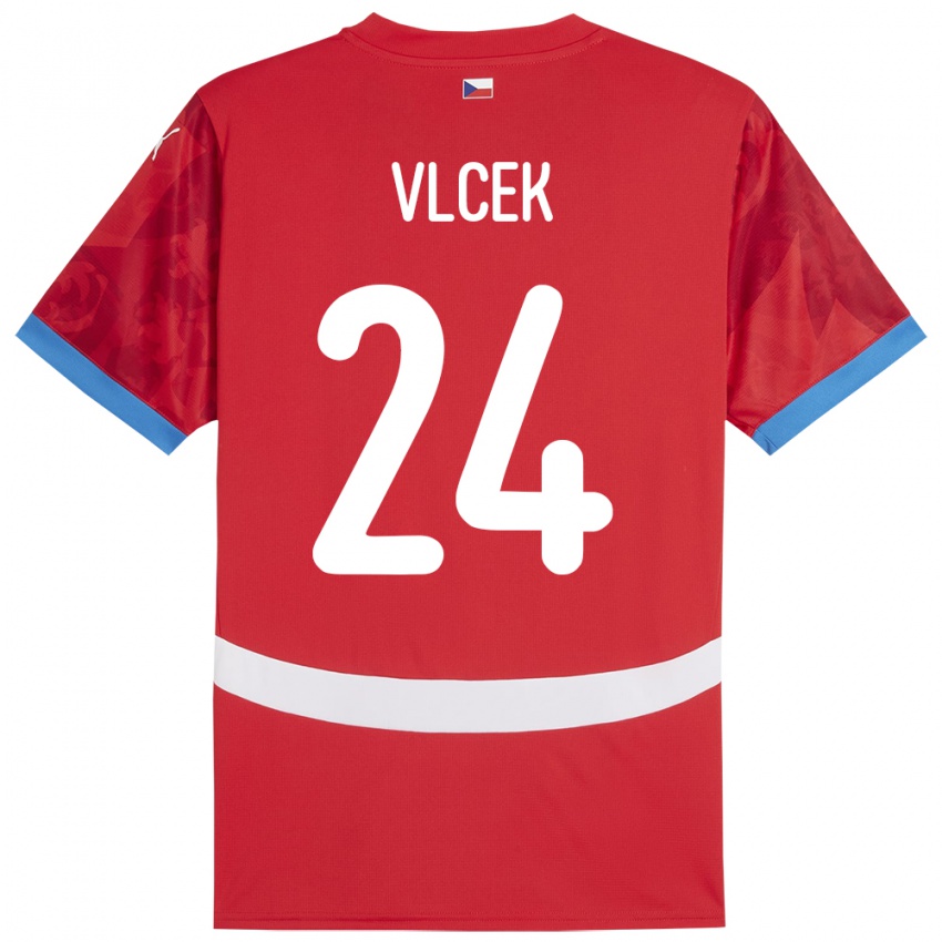 Férfi Csehország Tomas Vlcek #24 Piros Hazai Jersey 24-26 Mez Póló Ing