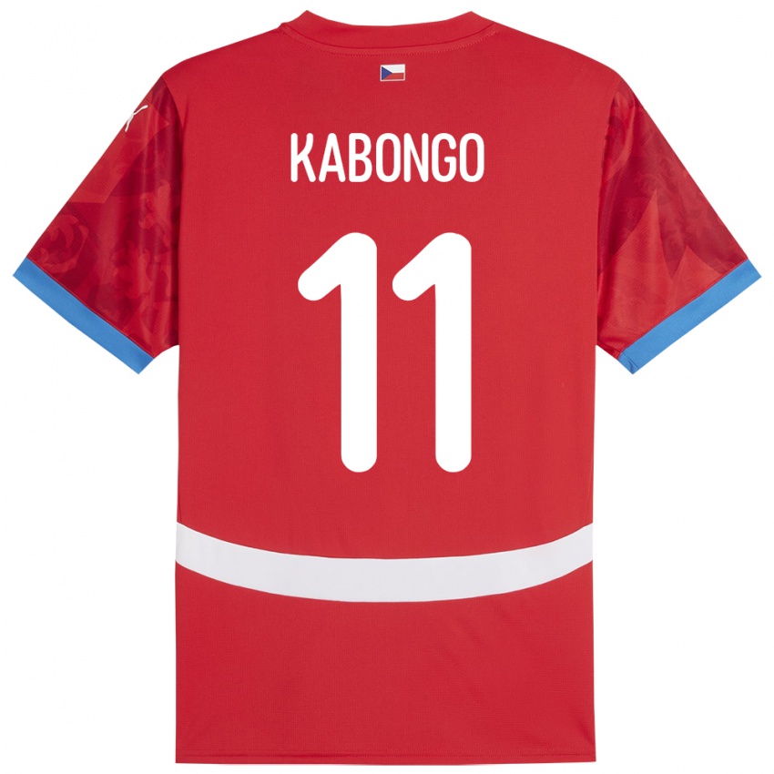 Férfi Csehország Christophe Kabongo #11 Piros Hazai Jersey 24-26 Mez Póló Ing