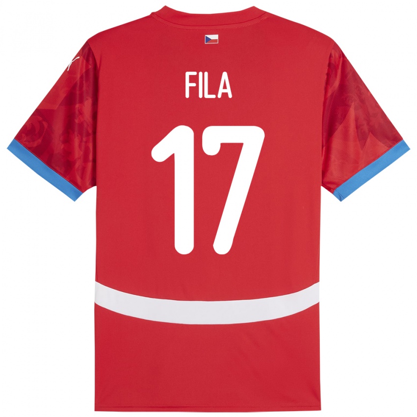 Férfi Csehország Lukas Fila #17 Piros Hazai Jersey 24-26 Mez Póló Ing