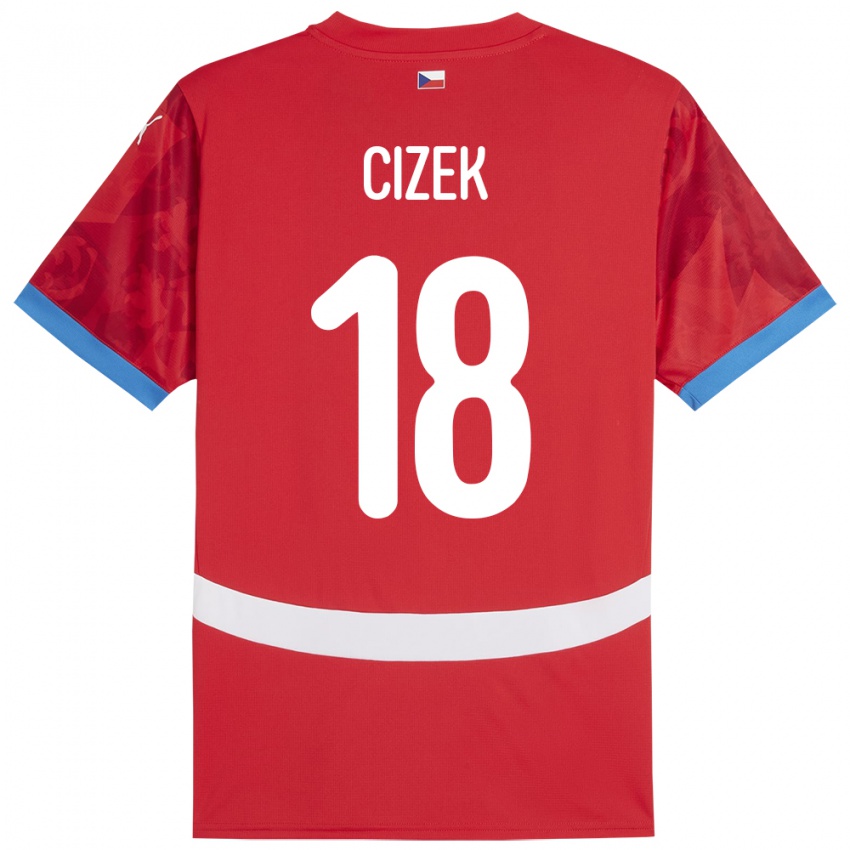 Férfi Csehország Krystof Cizek #18 Piros Hazai Jersey 24-26 Mez Póló Ing