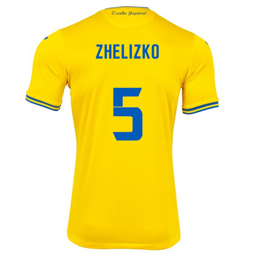 Férfi Ukrajna Ivan Zhelizko #5 Sárga Hazai Jersey 24-26 Mez Póló Ing