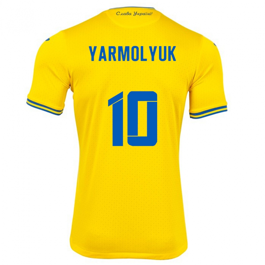 Férfi Ukrajna Yegor Yarmolyuk #10 Sárga Hazai Jersey 24-26 Mez Póló Ing