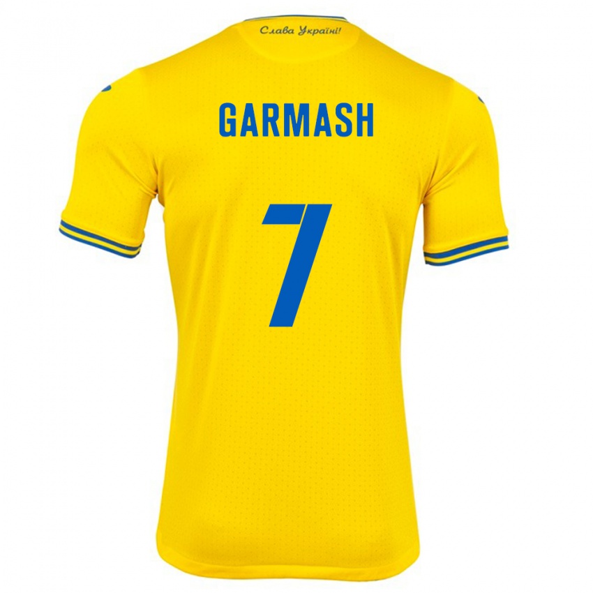 Férfi Ukrajna Yevgen Garmash #7 Sárga Hazai Jersey 24-26 Mez Póló Ing