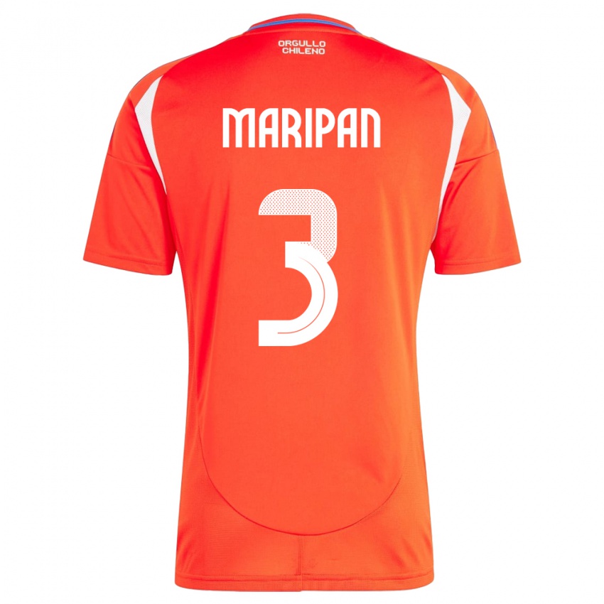 Férfi Chile Guillermo Maripán #3 Piros Hazai Jersey 24-26 Mez Póló Ing