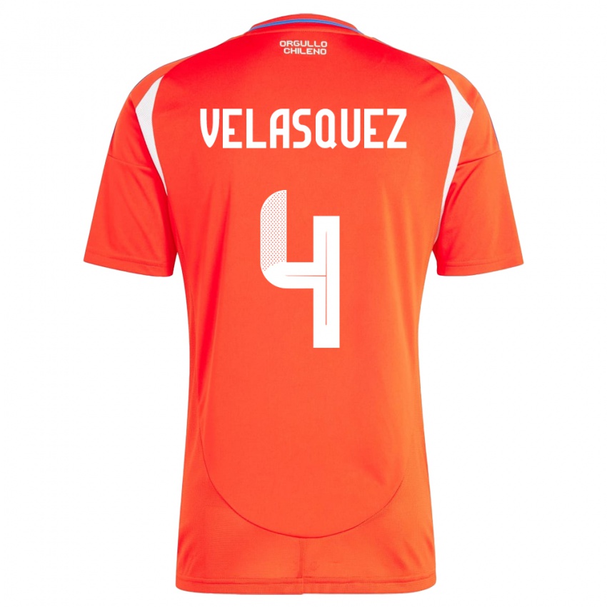 Férfi Chile Lucas Velásquez #4 Piros Hazai Jersey 24-26 Mez Póló Ing