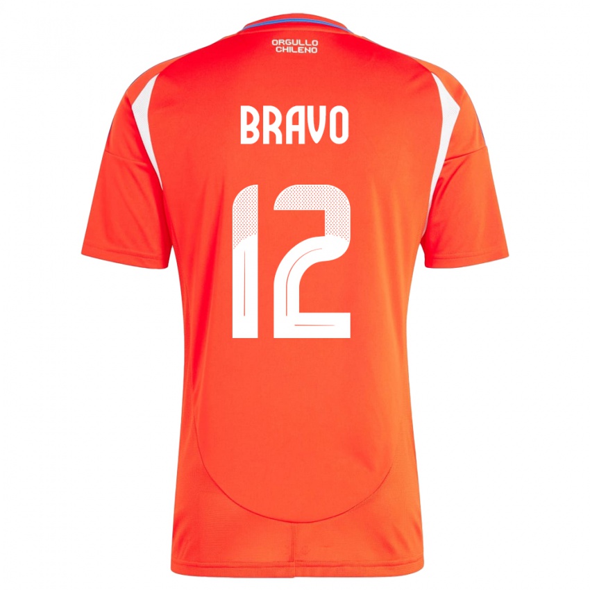 Férfi Chile Christian Bravo #12 Piros Hazai Jersey 24-26 Mez Póló Ing