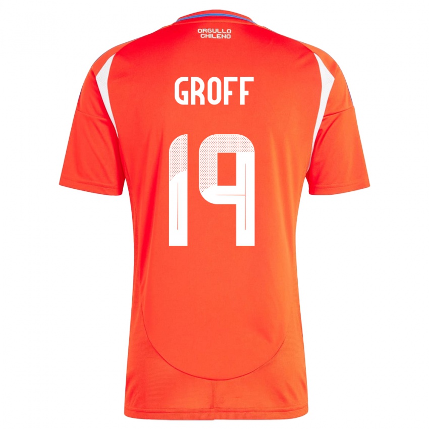 Férfi Chile Llanka Groff #19 Piros Hazai Jersey 24-26 Mez Póló Ing