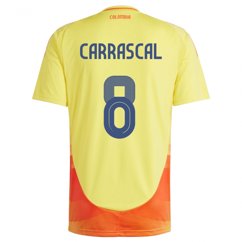 Férfi Kolumbia Jorge Carrascal #8 Sárga Hazai Jersey 24-26 Mez Póló Ing