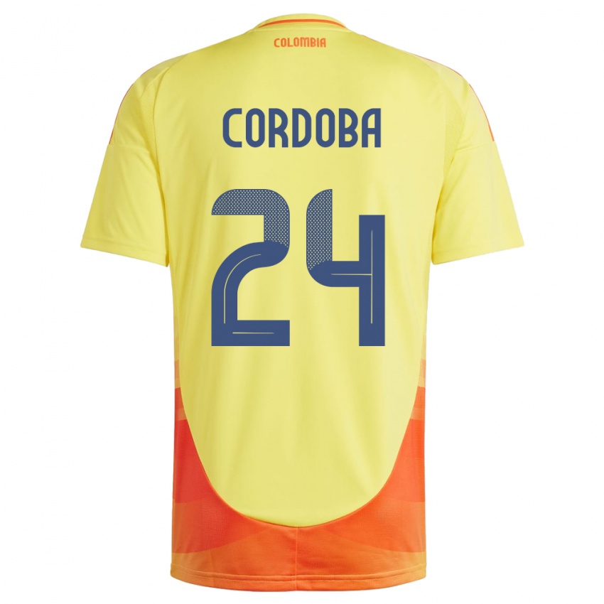 Férfi Kolumbia Jhon Córdoba #24 Sárga Hazai Jersey 24-26 Mez Póló Ing