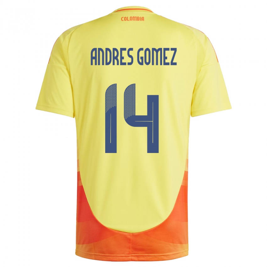 Férfi Kolumbia Carlos Andrés Gómez #14 Sárga Hazai Jersey 24-26 Mez Póló Ing