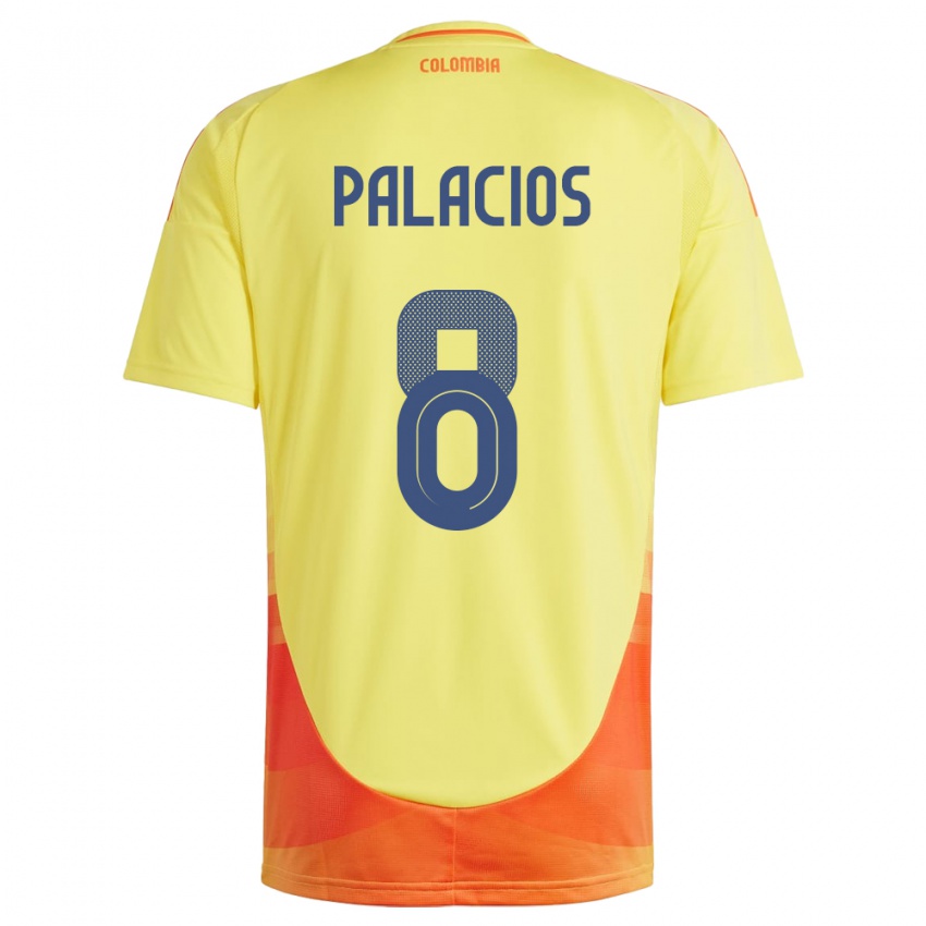 Férfi Kolumbia Brahian Palacios #8 Sárga Hazai Jersey 24-26 Mez Póló Ing
