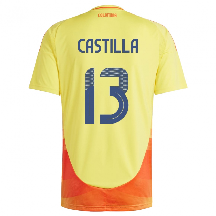 Férfi Kolumbia Juan Castilla #13 Sárga Hazai Jersey 24-26 Mez Póló Ing