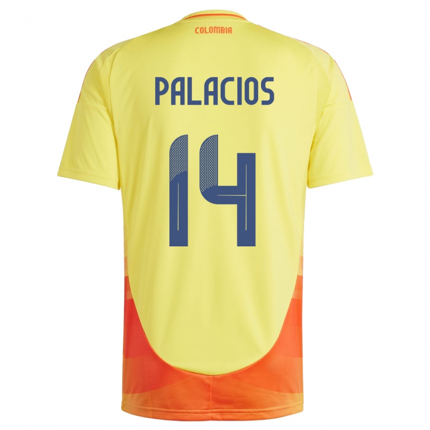 Férfi Kolumbia Julián Palacios #14 Sárga Hazai Jersey 24-26 Mez Póló Ing