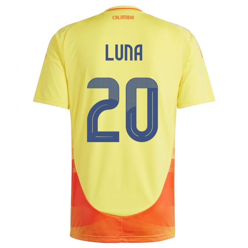 Férfi Kolumbia Daniel Luna #20 Sárga Hazai Jersey 24-26 Mez Póló Ing