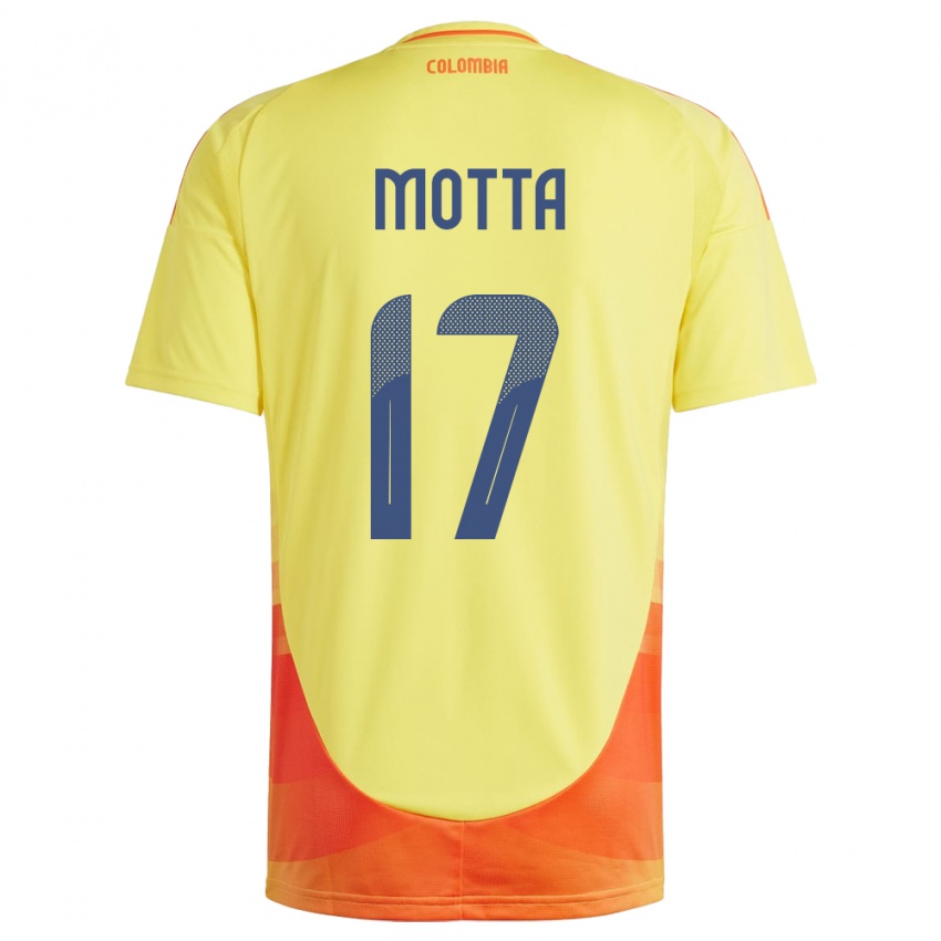 Férfi Kolumbia Cristina Motta #17 Sárga Hazai Jersey 24-26 Mez Póló Ing