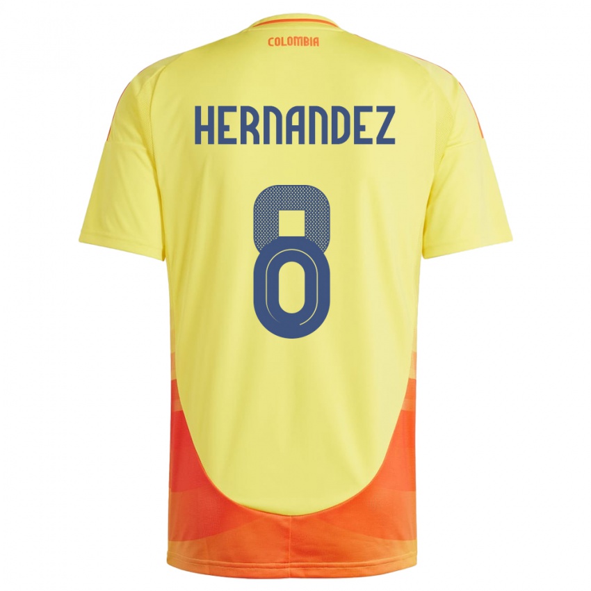 Férfi Kolumbia Natalia Hernández #8 Sárga Hazai Jersey 24-26 Mez Póló Ing