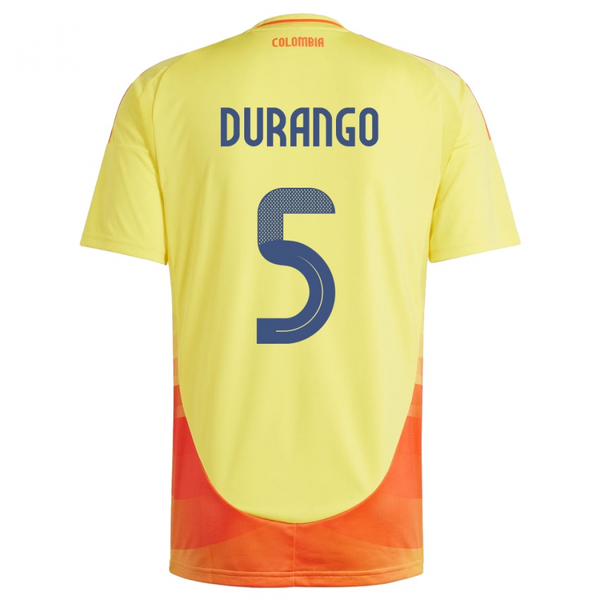 Férfi Kolumbia Lorena Durango #5 Sárga Hazai Jersey 24-26 Mez Póló Ing