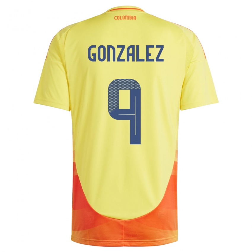 Férfi Kolumbia Manuela González #9 Sárga Hazai Jersey 24-26 Mez Póló Ing