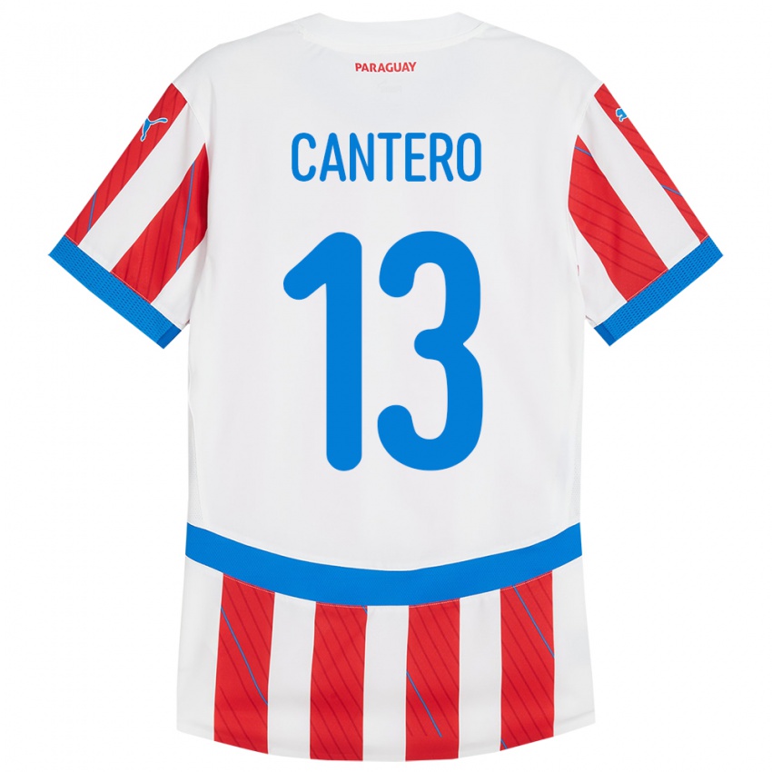 Férfi Paraguay Alexis Cantero #13 Fehér Piros Hazai Jersey 24-26 Mez Póló Ing