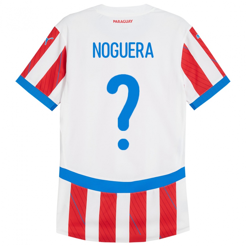 Férfi Paraguay Junior Noguera #0 Fehér Piros Hazai Jersey 24-26 Mez Póló Ing