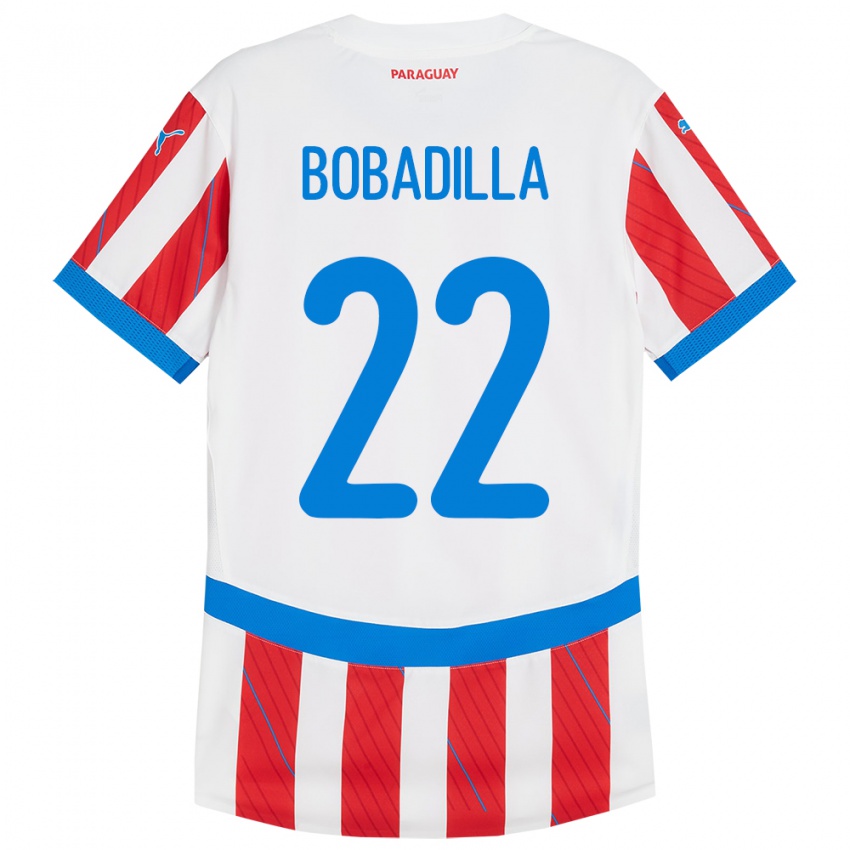 Férfi Paraguay Dylan Bobadilla #22 Fehér Piros Hazai Jersey 24-26 Mez Póló Ing