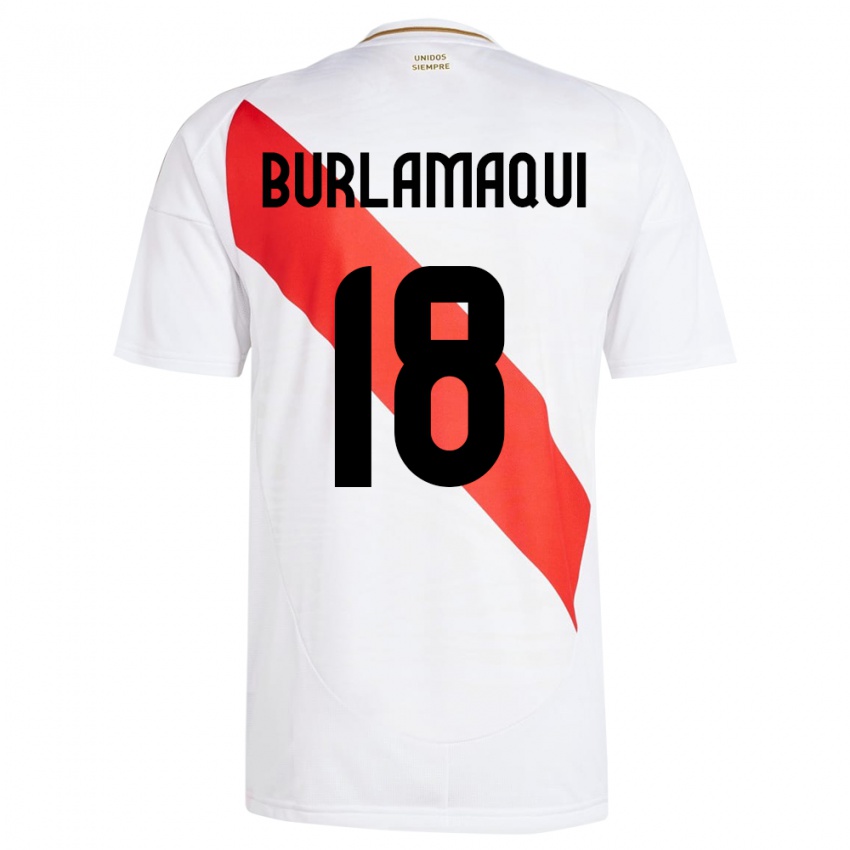 Férfi Peru Alessandro Burlamaqui #18 Fehér Hazai Jersey 24-26 Mez Póló Ing