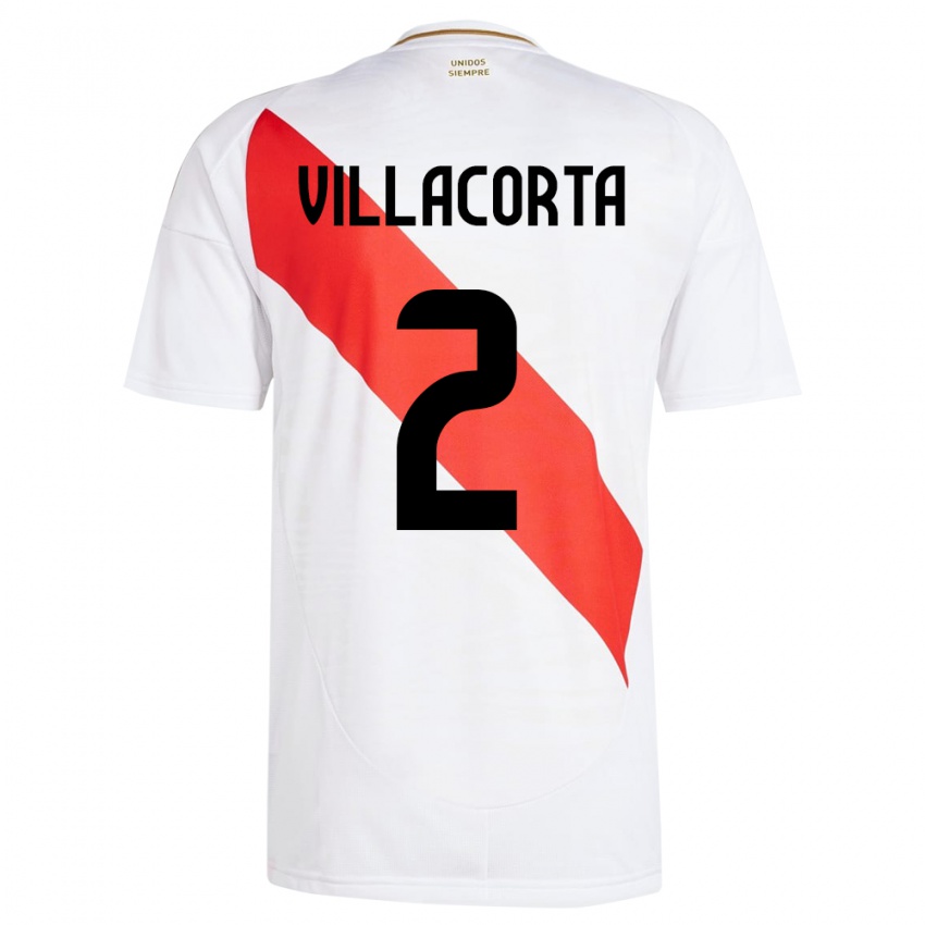 Férfi Peru Anderson Villacorta #2 Fehér Hazai Jersey 24-26 Mez Póló Ing