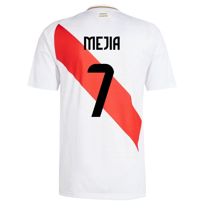 Férfi Peru Hiroshi Mejía #7 Fehér Hazai Jersey 24-26 Mez Póló Ing