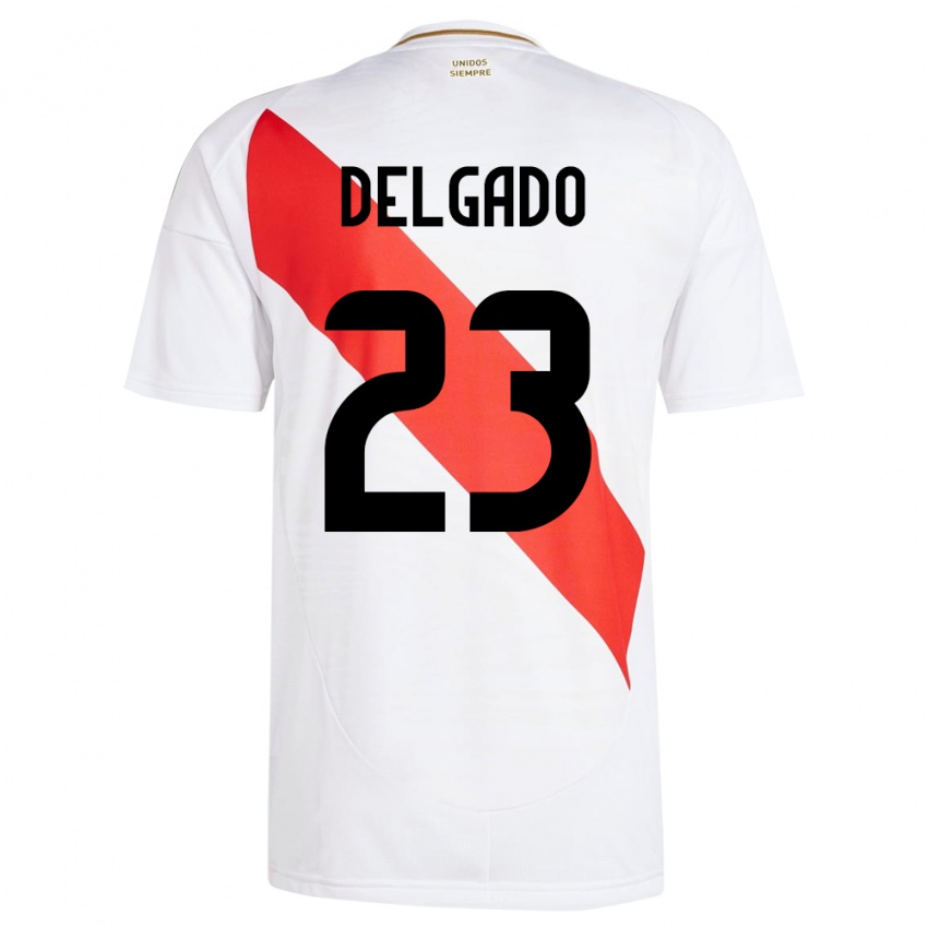 Férfi Peru Valentino Delgado #23 Fehér Hazai Jersey 24-26 Mez Póló Ing