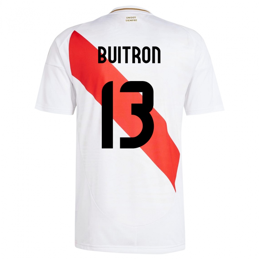 Férfi Peru Alison Buitrón #13 Fehér Hazai Jersey 24-26 Mez Póló Ing