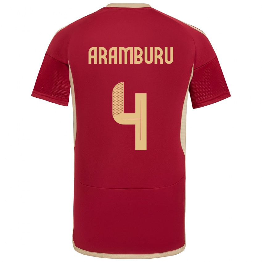 Férfi Venezuela Jon Aramburu #4 Burgundia Hazai Jersey 24-26 Mez Póló Ing