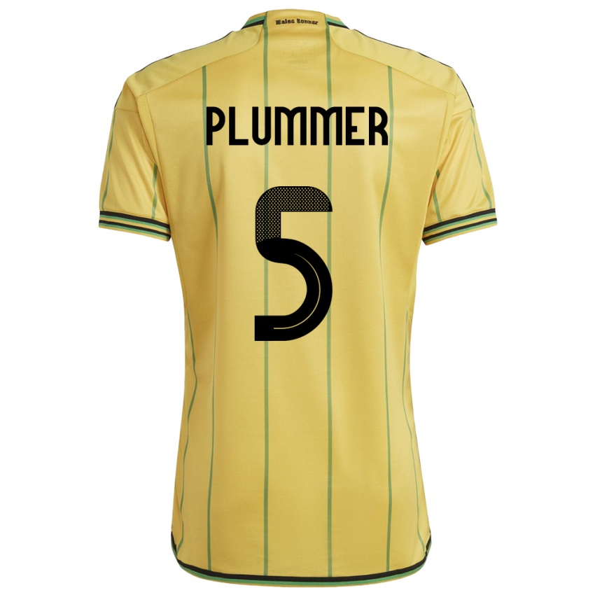 Férfi Jamaica Konya Plummer #5 Sárga Hazai Jersey 24-26 Mez Póló Ing