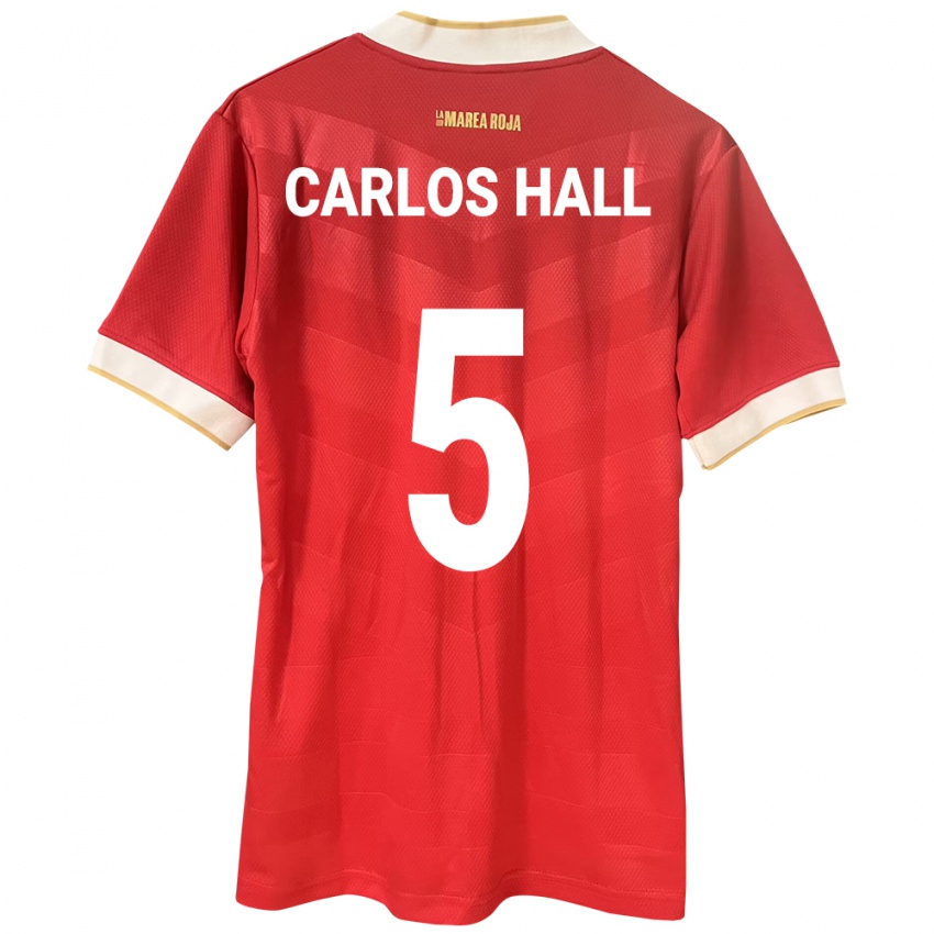 Férfi Panama Juan Carlos Hall #5 Piros Hazai Jersey 24-26 Mez Póló Ing