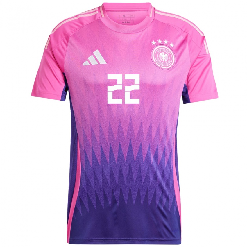 Férfi Németország Sarai Linder #22 Pink Lila Idegenbeli Jersey 24-26 Mez Póló Ing