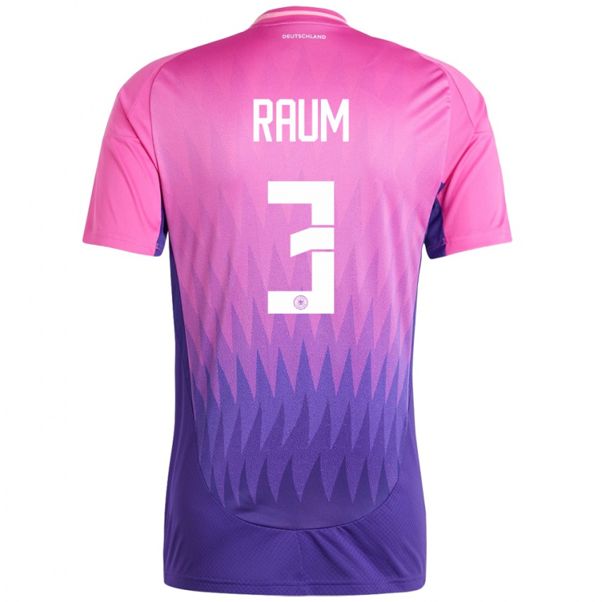 Férfi Németország David Raum #3 Pink Lila Idegenbeli Jersey 24-26 Mez Póló Ing