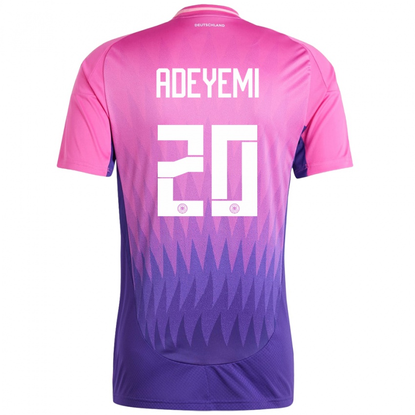 Férfi Németország Karim Adeyemi #20 Pink Lila Idegenbeli Jersey 24-26 Mez Póló Ing