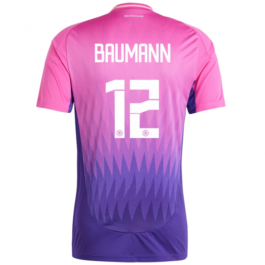 Férfi Németország Oliver Baumann #12 Pink Lila Idegenbeli Jersey 24-26 Mez Póló Ing