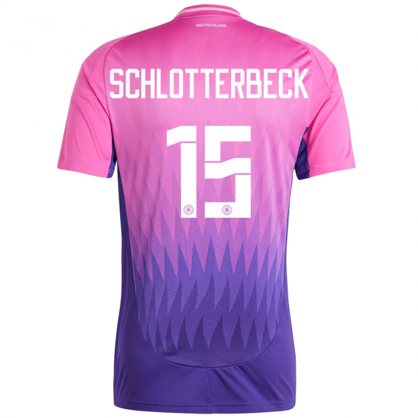 Férfi Németország Nico Schlotterbeck #15 Pink Lila Idegenbeli Jersey 24-26 Mez Póló Ing