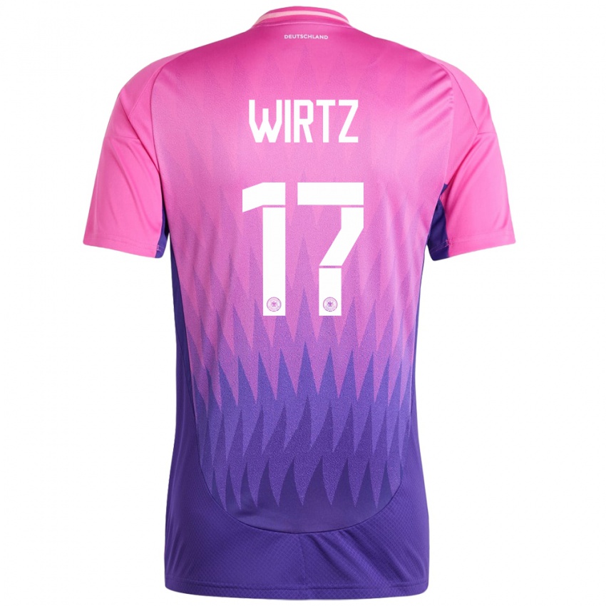 Férfi Németország Florian Wirtz #17 Pink Lila Idegenbeli Jersey 24-26 Mez Póló Ing