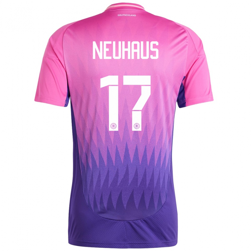 Férfi Németország Florian Neuhaus #17 Pink Lila Idegenbeli Jersey 24-26 Mez Póló Ing