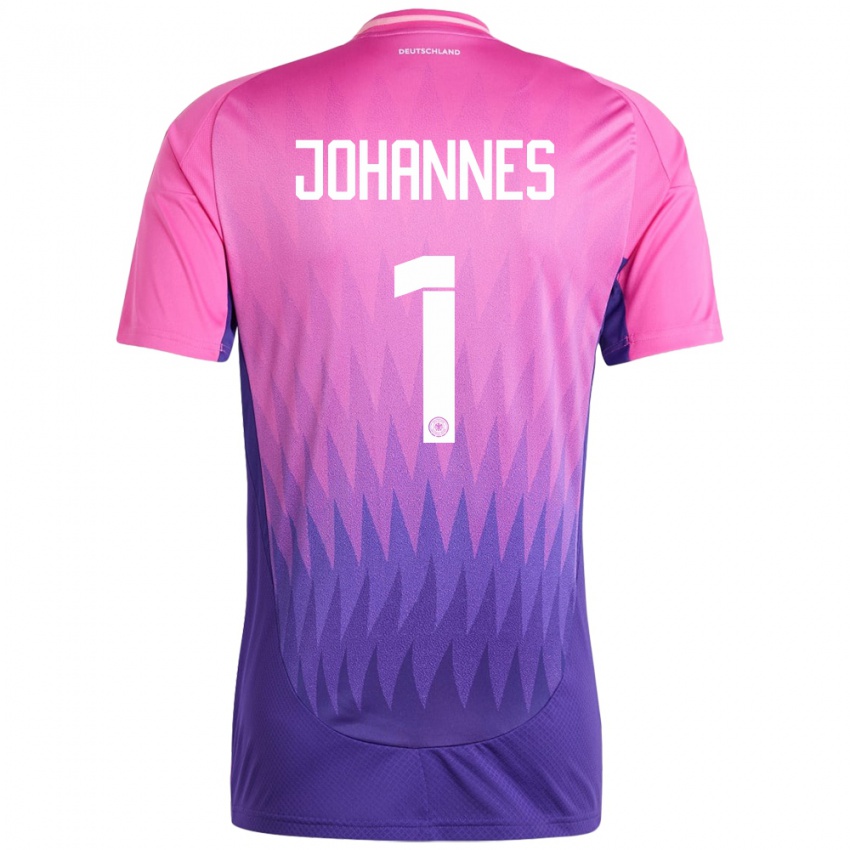 Férfi Németország Stina Johannes #1 Pink Lila Idegenbeli Jersey 24-26 Mez Póló Ing