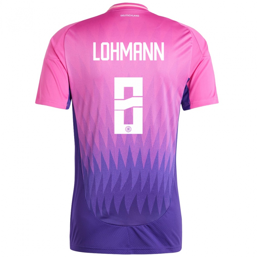 Férfi Németország Sydney Lohmann #8 Pink Lila Idegenbeli Jersey 24-26 Mez Póló Ing