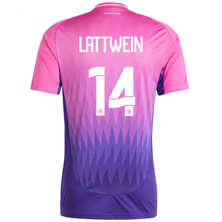 Férfi Németország Lena Lattwein #14 Pink Lila Idegenbeli Jersey 24-26 Mez Póló Ing