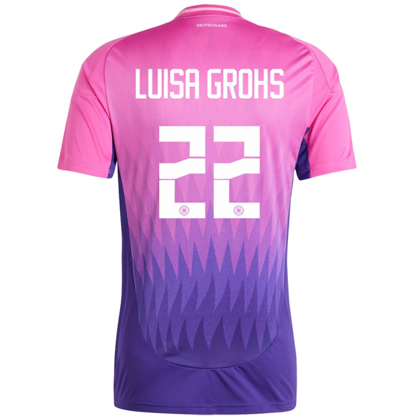 Férfi Németország Maria Luisa Grohs #22 Pink Lila Idegenbeli Jersey 24-26 Mez Póló Ing