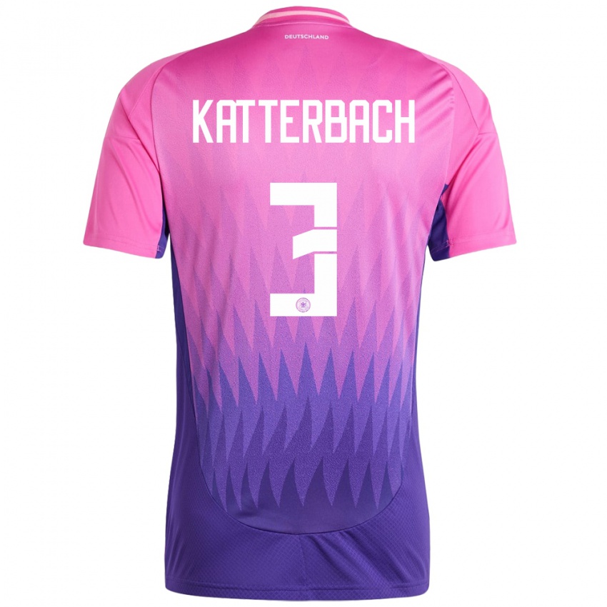 Férfi Németország Noah Katterbach #3 Pink Lila Idegenbeli Jersey 24-26 Mez Póló Ing