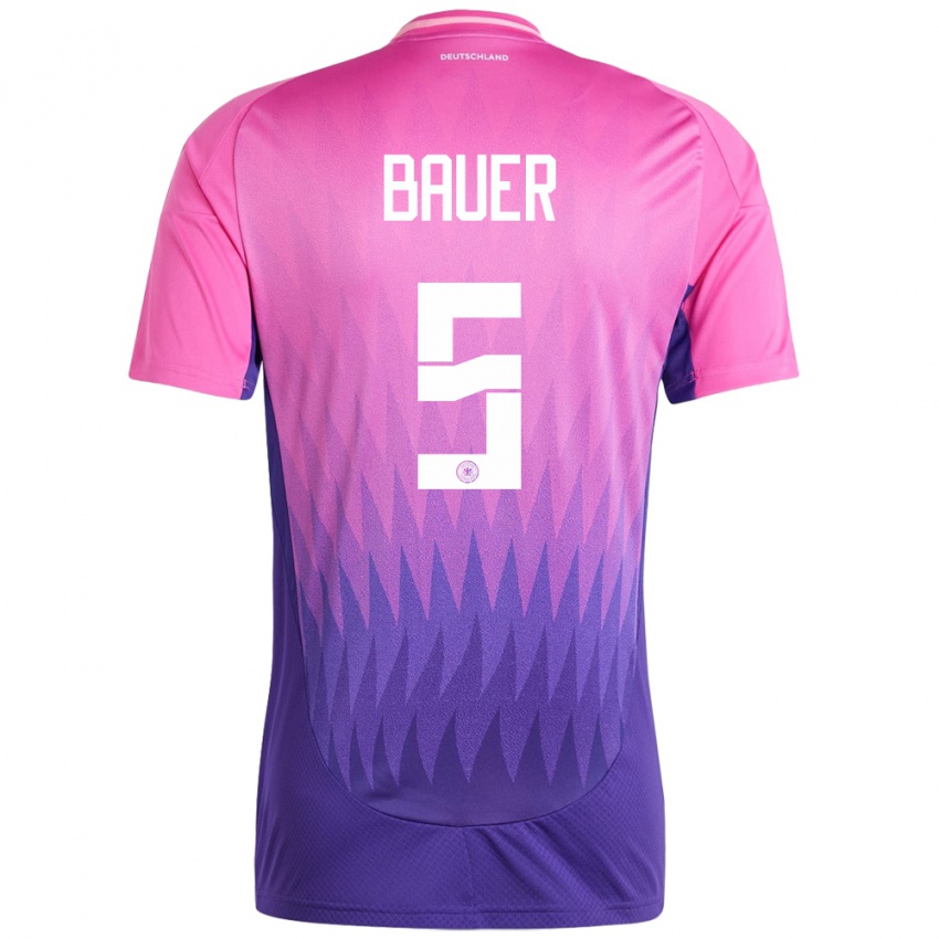 Férfi Németország Maximilian Bauer #5 Pink Lila Idegenbeli Jersey 24-26 Mez Póló Ing