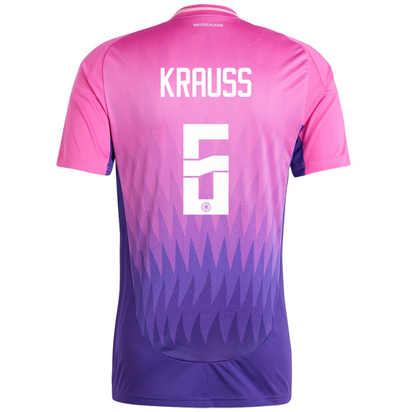 Férfi Németország Tom Kraub #6 Pink Lila Idegenbeli Jersey 24-26 Mez Póló Ing