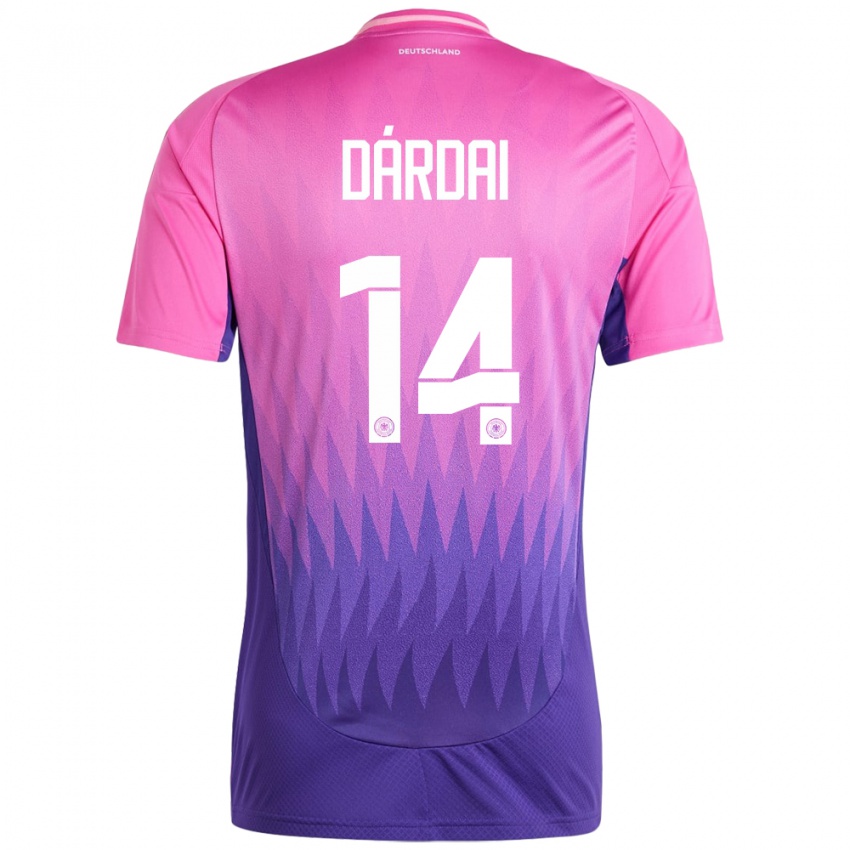 Férfi Németország Marton Dardai #14 Pink Lila Idegenbeli Jersey 24-26 Mez Póló Ing