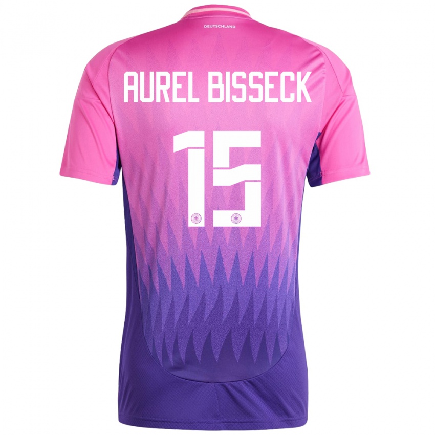 Férfi Németország Yann Aurel Bisseck #15 Pink Lila Idegenbeli Jersey 24-26 Mez Póló Ing